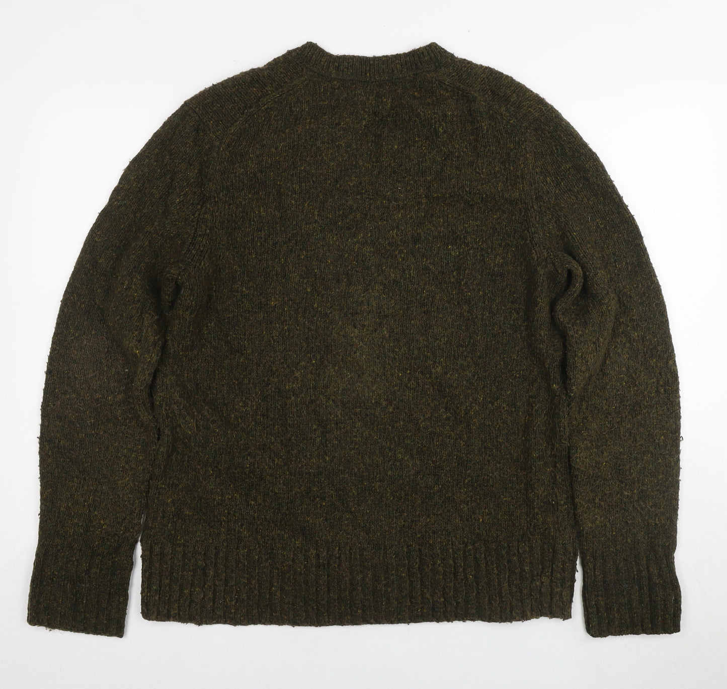 Banana Republic Mens Green V-Neck Wool Pullover Jumper Size M Long Sleeve