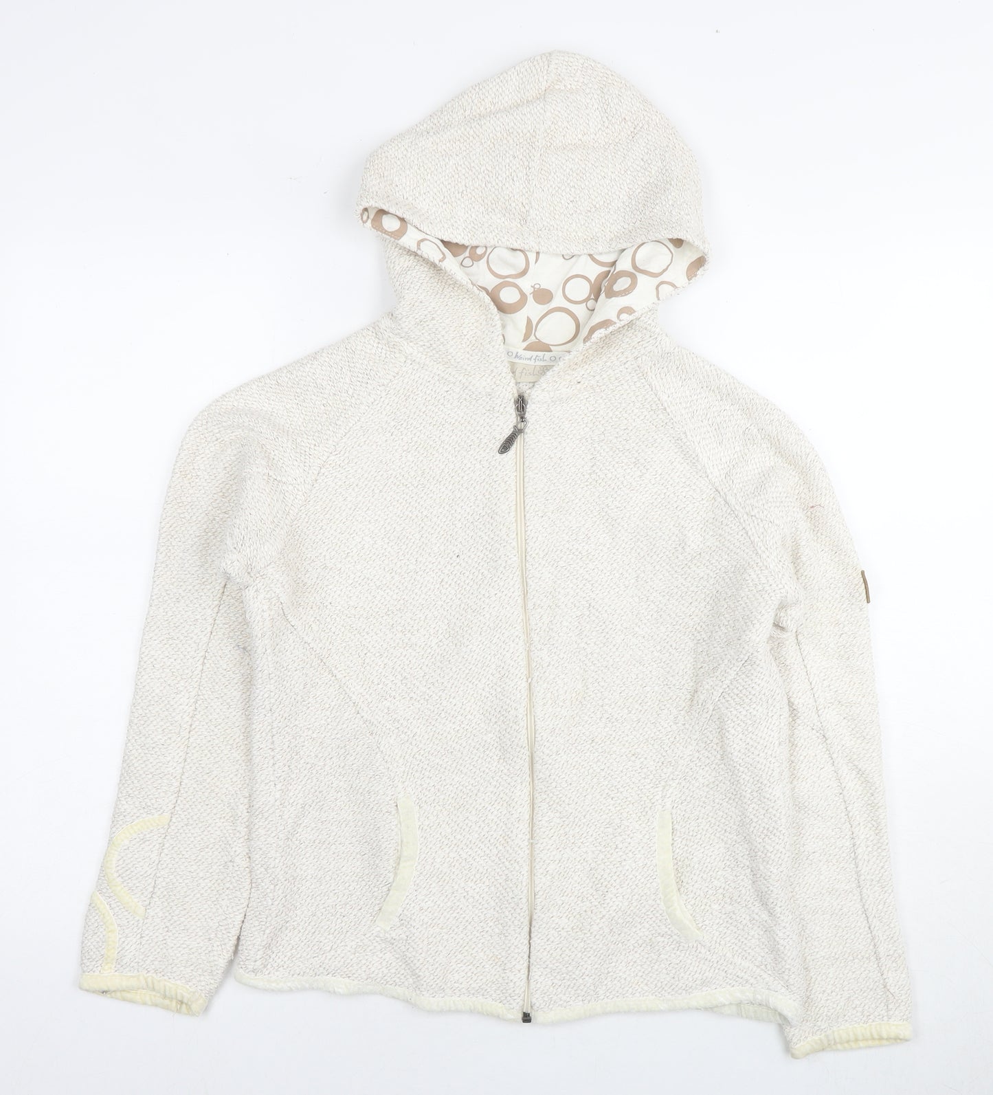 Weird Fish Womens Ivory Cotton Full Zip Hoodie Size S Zip