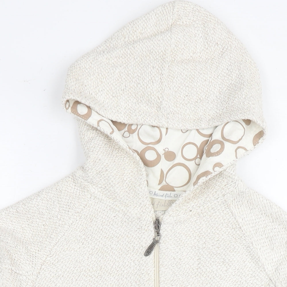 Weird Fish Womens Ivory Cotton Full Zip Hoodie Size S Zip