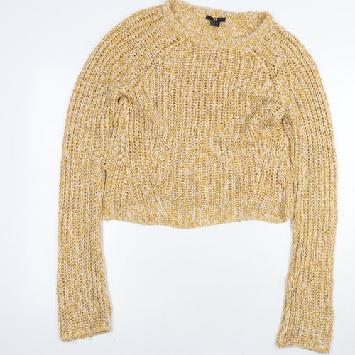 H&M Womens Yellow Round Neck Acrylic Pullover Jumper Size M