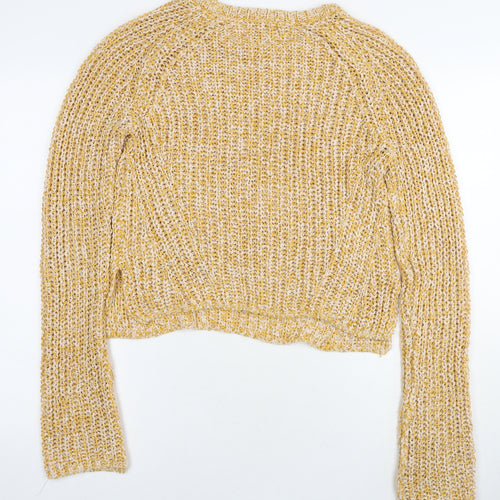 H&M Womens Yellow Round Neck Acrylic Pullover Jumper Size M