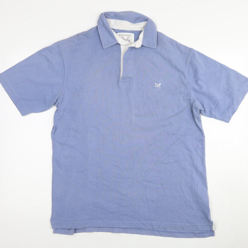 Crew Clothing Mens Blue Cotton Polo Size M Collared Pullover - Logo