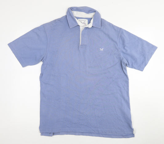 Crew Clothing Mens Blue Cotton Polo Size M Collared Pullover - Logo