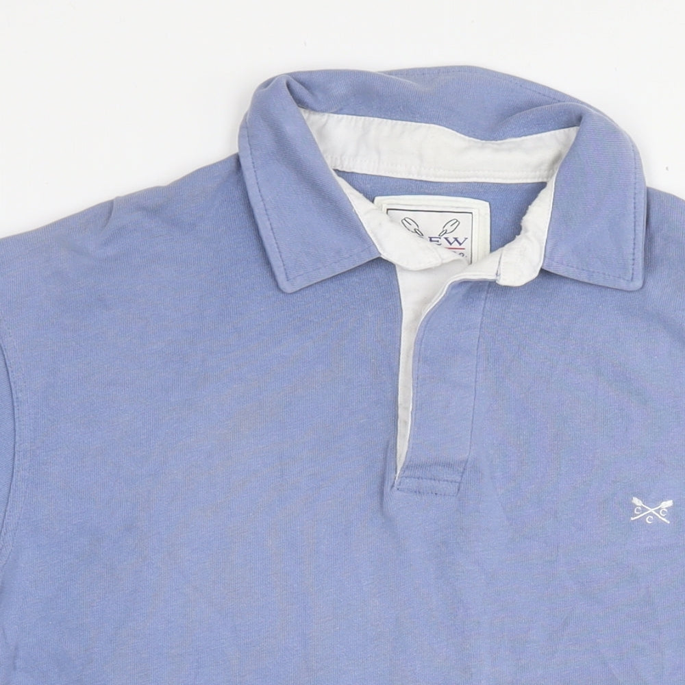 Crew Clothing Mens Blue Cotton Polo Size M Collared Pullover - Logo