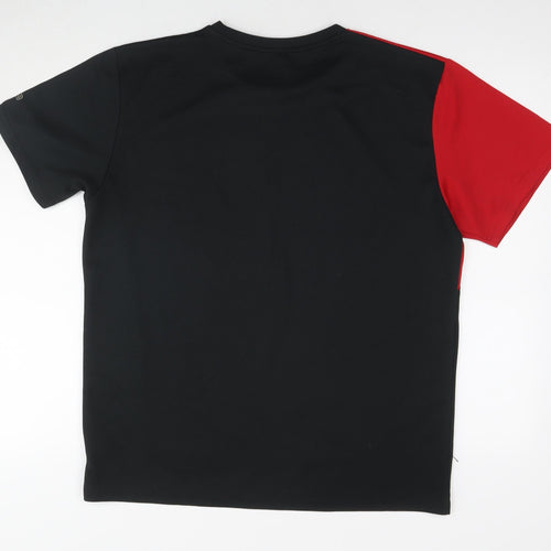 FILA Mens Black Polyester Basic T-Shirt Size L Round Neck Pullover
