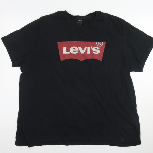Levi's Mens Black Cotton T-Shirt Size 3XL Round Neck - Logo