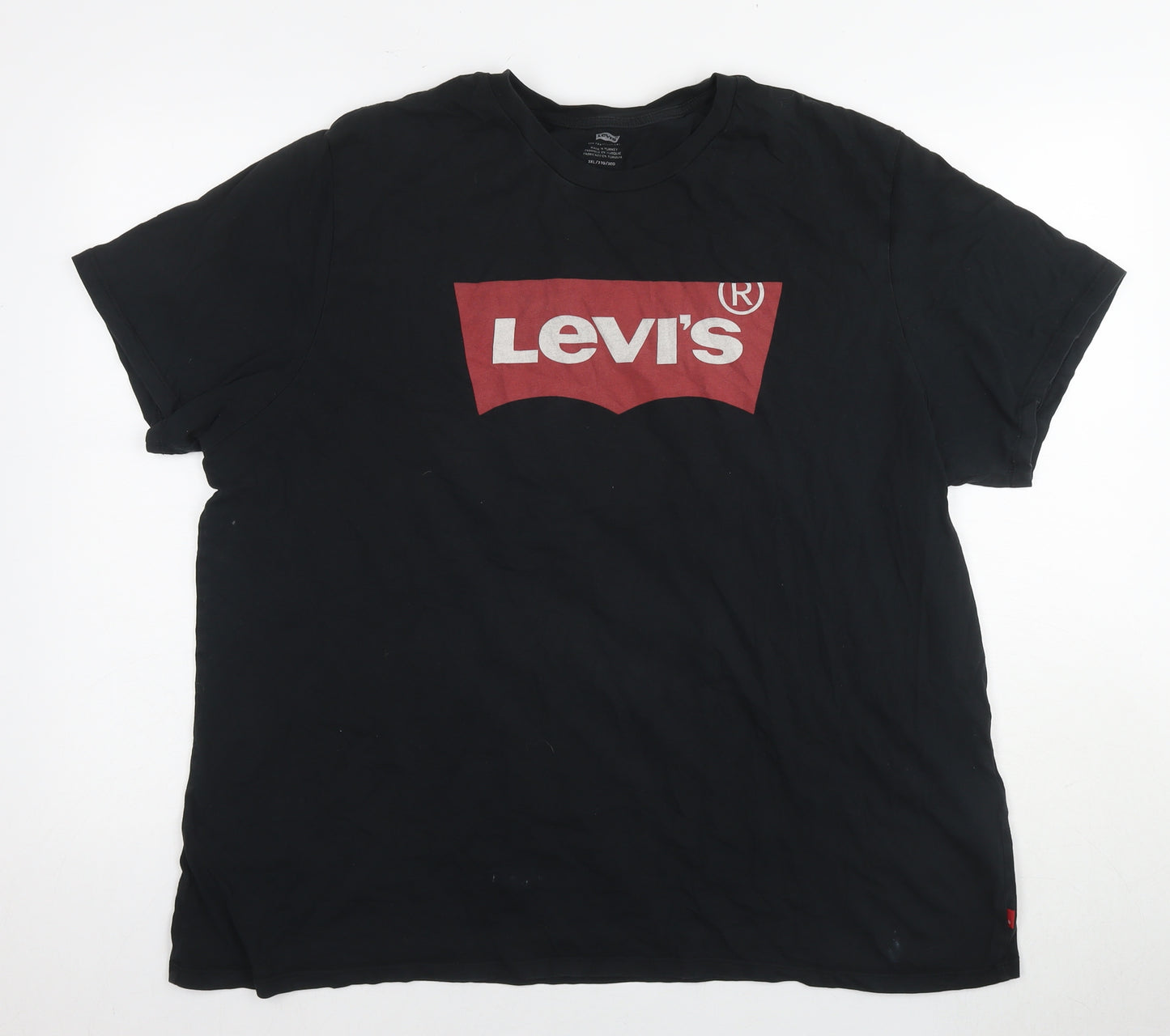 Levi's Mens Black Cotton T-Shirt Size 3XL Round Neck - Logo