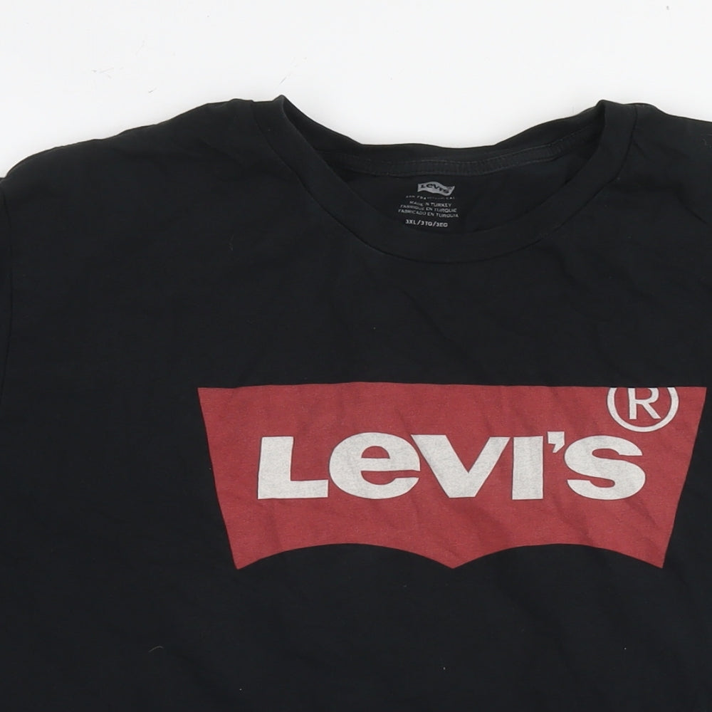 Levi's Mens Black Cotton T-Shirt Size 3XL Round Neck - Logo