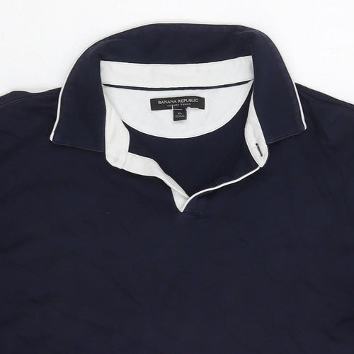 Banana Republic Mens Blue Cotton Polo Size XL Collared Pullover