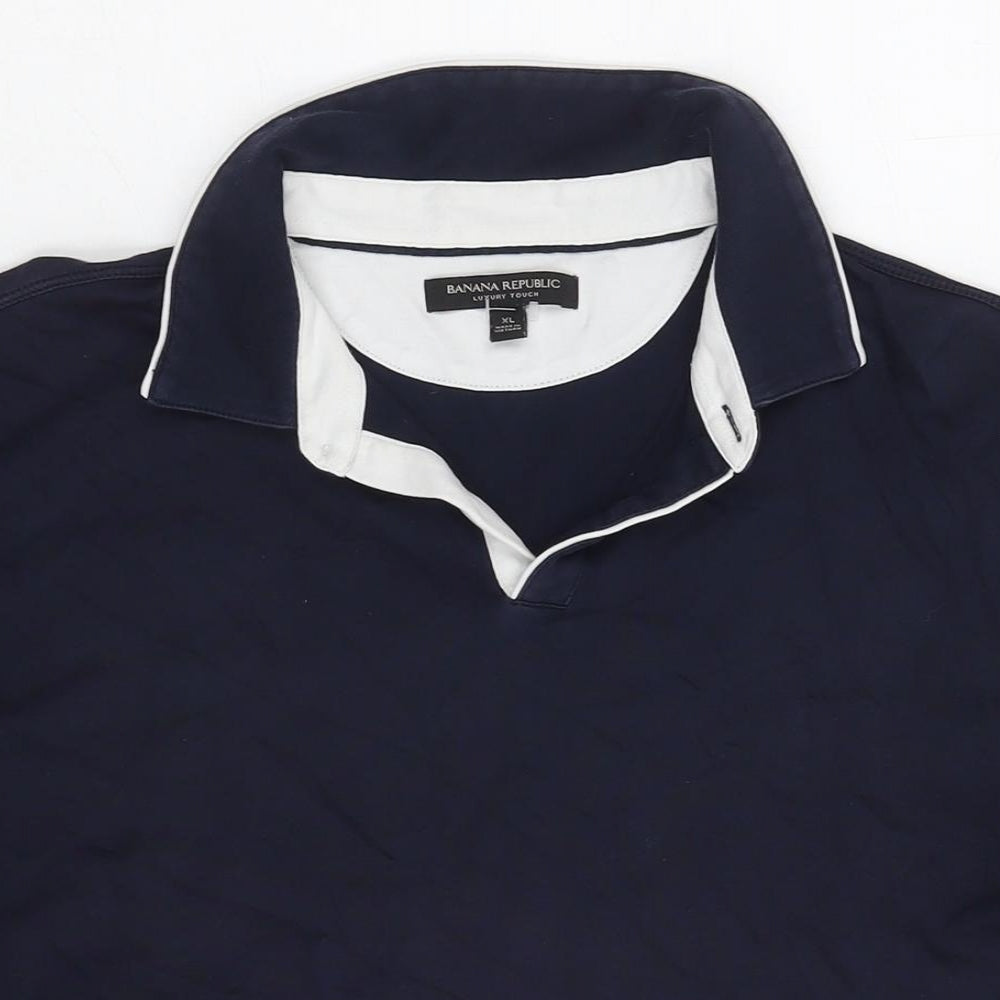 Banana Republic Mens Blue Cotton Polo Size XL Collared Pullover