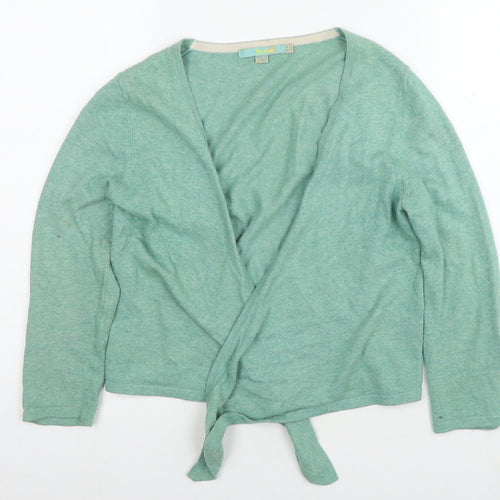 Boden Womens Green V-Neck Cotton Cape Jumper Size 10