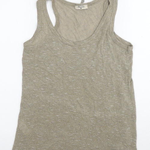 Pako Litto Womens Beige Viscose Basic Tank Size M Round Neck