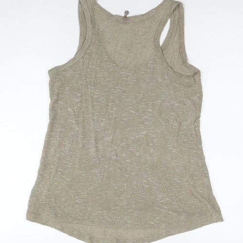 Pako Litto Womens Beige Viscose Basic Tank Size M Round Neck