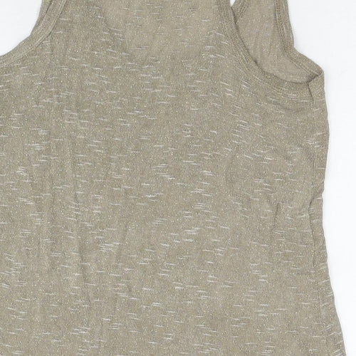 Pako Litto Womens Beige Viscose Basic Tank Size M Round Neck