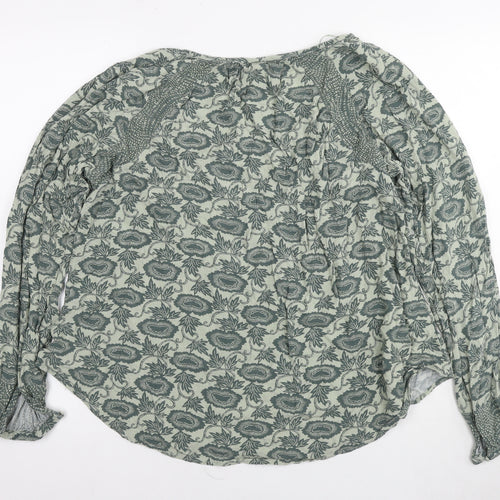 Knox Rose Womens Green Floral Viscose Basic Blouse Size L Boat Neck