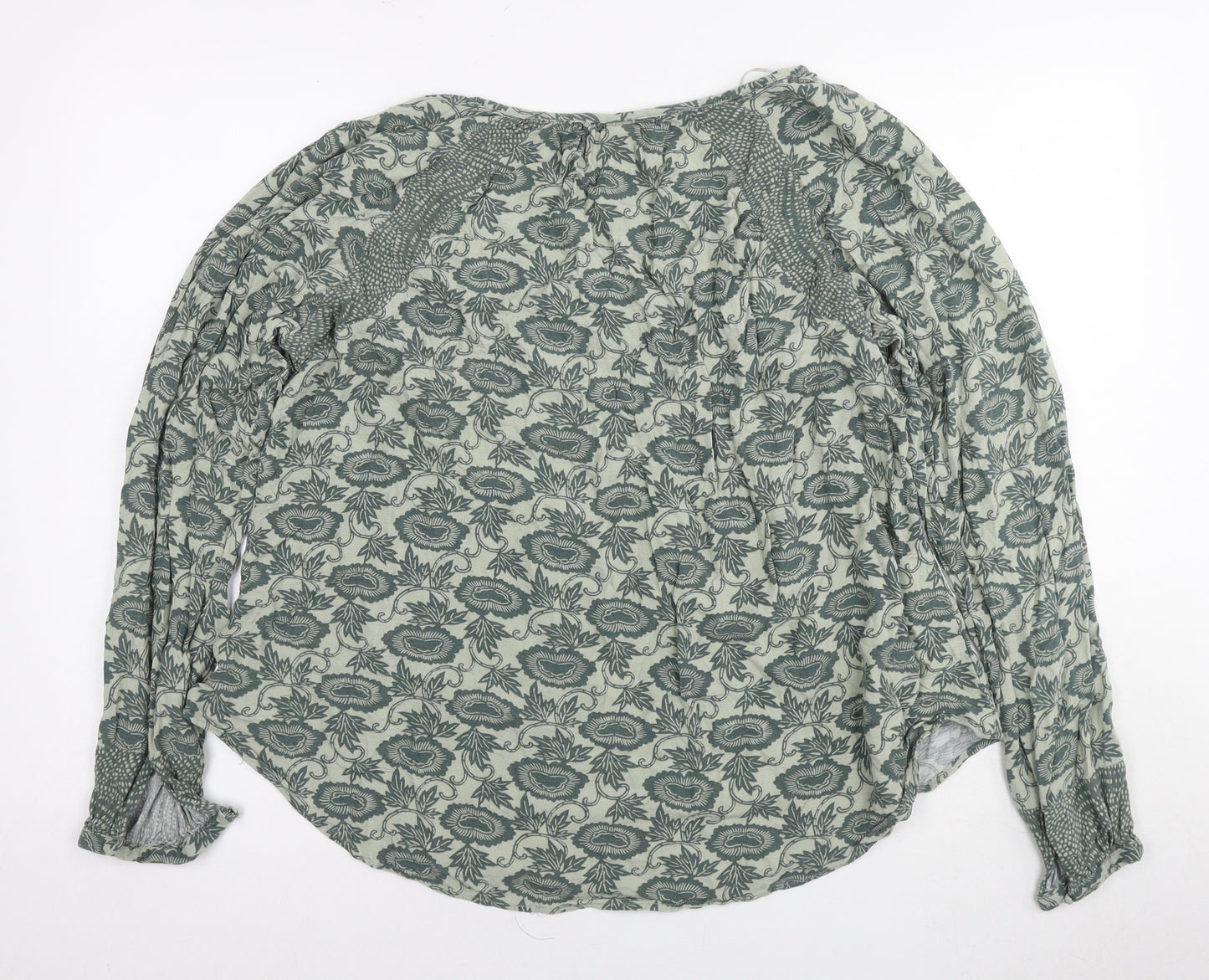 Knox Rose Womens Green Floral Viscose Basic Blouse Size L Boat Neck