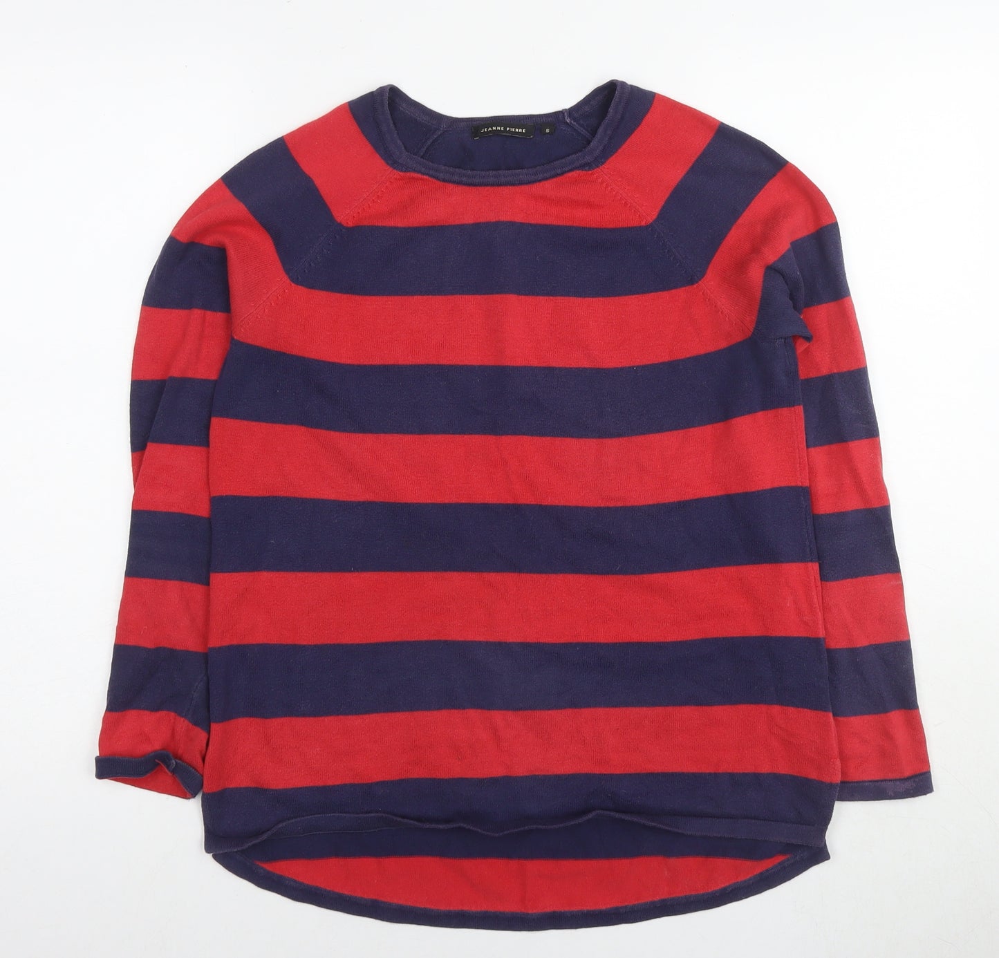 Jeanne Pierre Womens Red Round Neck Cotton Pullover Jumper Size S