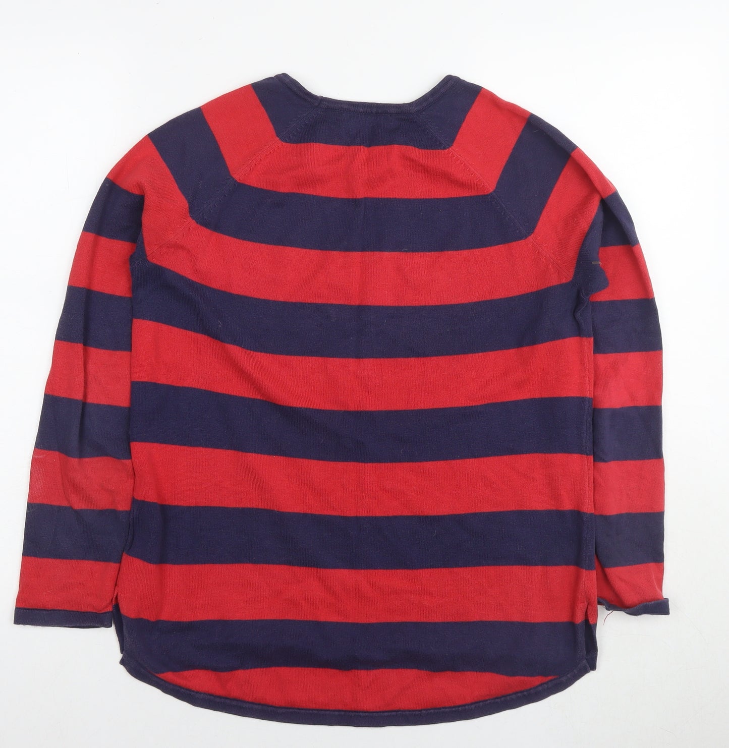 Jeanne Pierre Womens Red Round Neck Cotton Pullover Jumper Size S