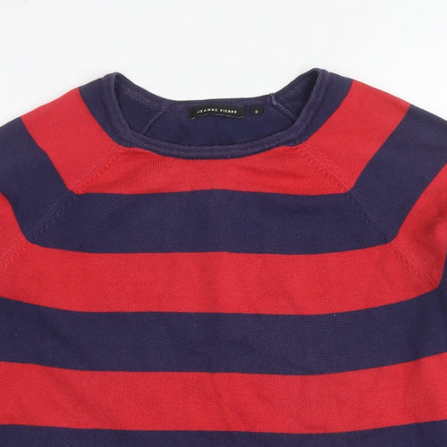 Jeanne Pierre Womens Red Round Neck Cotton Pullover Jumper Size S