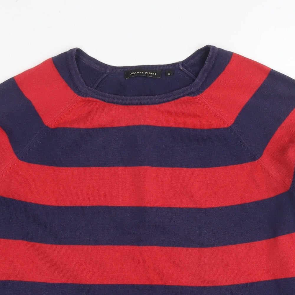 Jeanne Pierre Womens Red Round Neck Cotton Pullover Jumper Size S