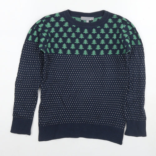 IBC Girls Blue Round Neck Cotton Pullover Jumper Size 7-8 Years Pullover - Christmas Jumper