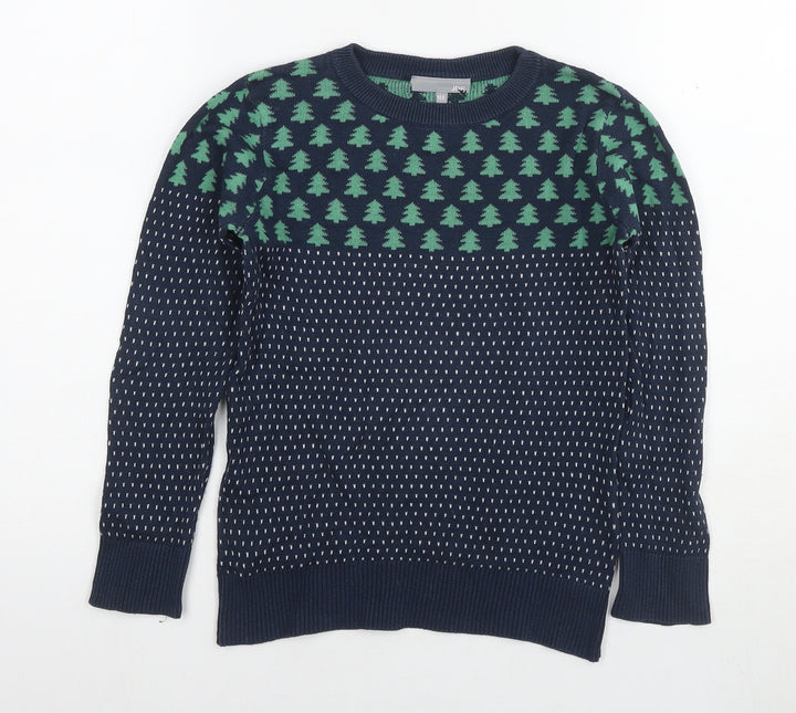 IBC Girls Blue Round Neck Cotton Pullover Jumper Size 7-8 Years Pullover - Christmas Jumper