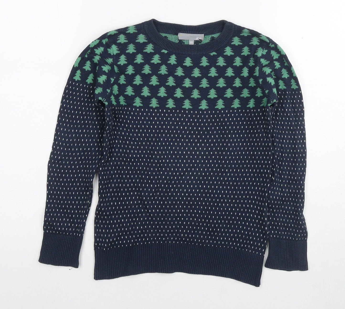 IBC Girls Blue Round Neck Cotton Pullover Jumper Size 7-8 Years Pullover - Christmas Jumper
