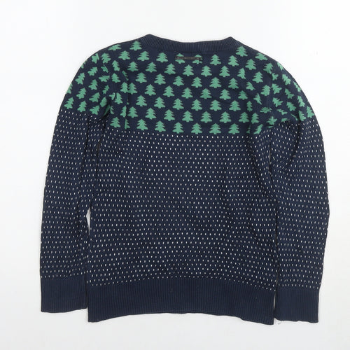 IBC Girls Blue Round Neck Cotton Pullover Jumper Size 7-8 Years Pullover - Christmas Jumper