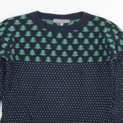 IBC Girls Blue Round Neck Cotton Pullover Jumper Size 7-8 Years Pullover - Christmas Jumper