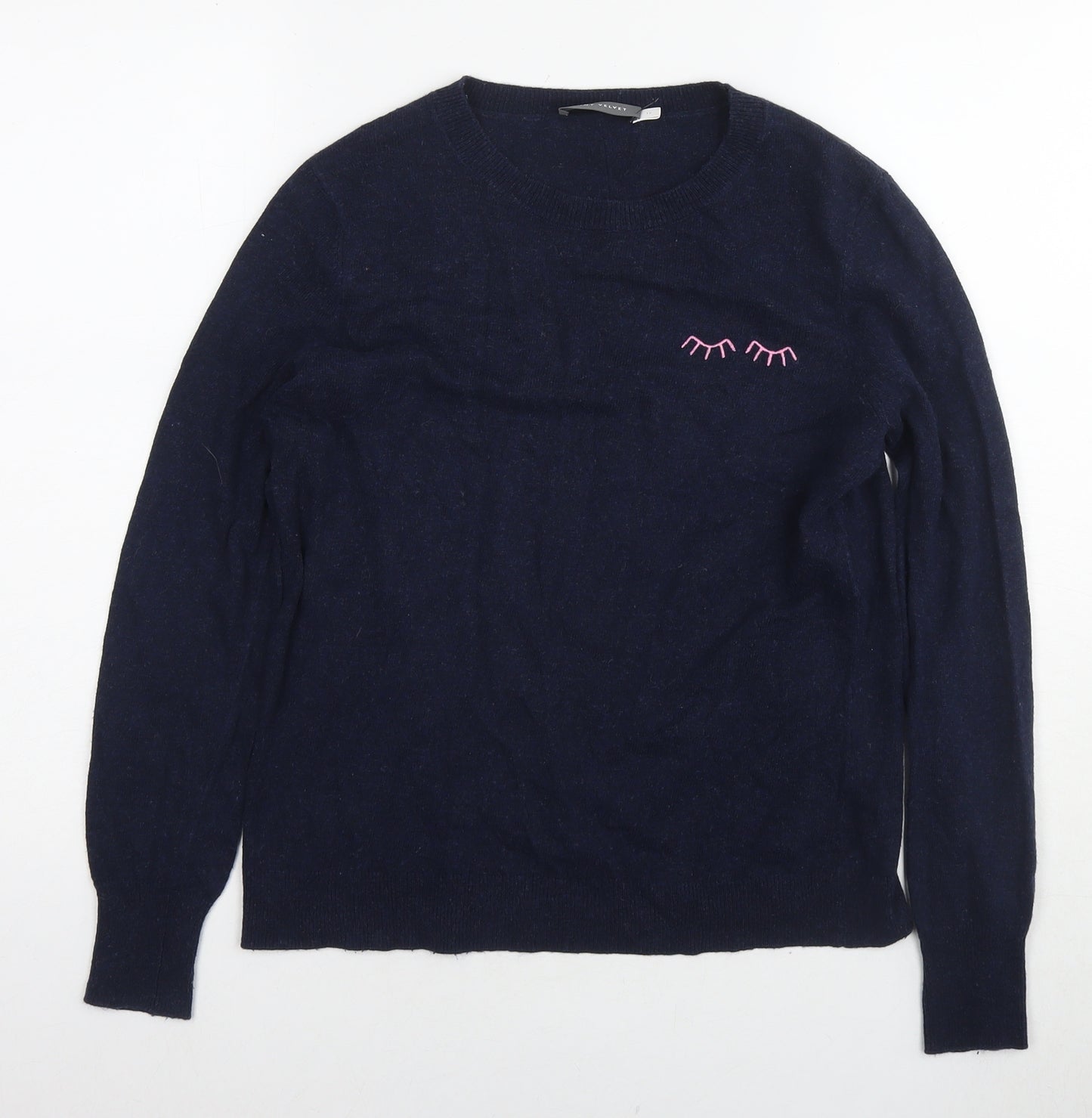 Mint Velvet Womens Blue Round Neck Polyester Pullover Jumper Size 12