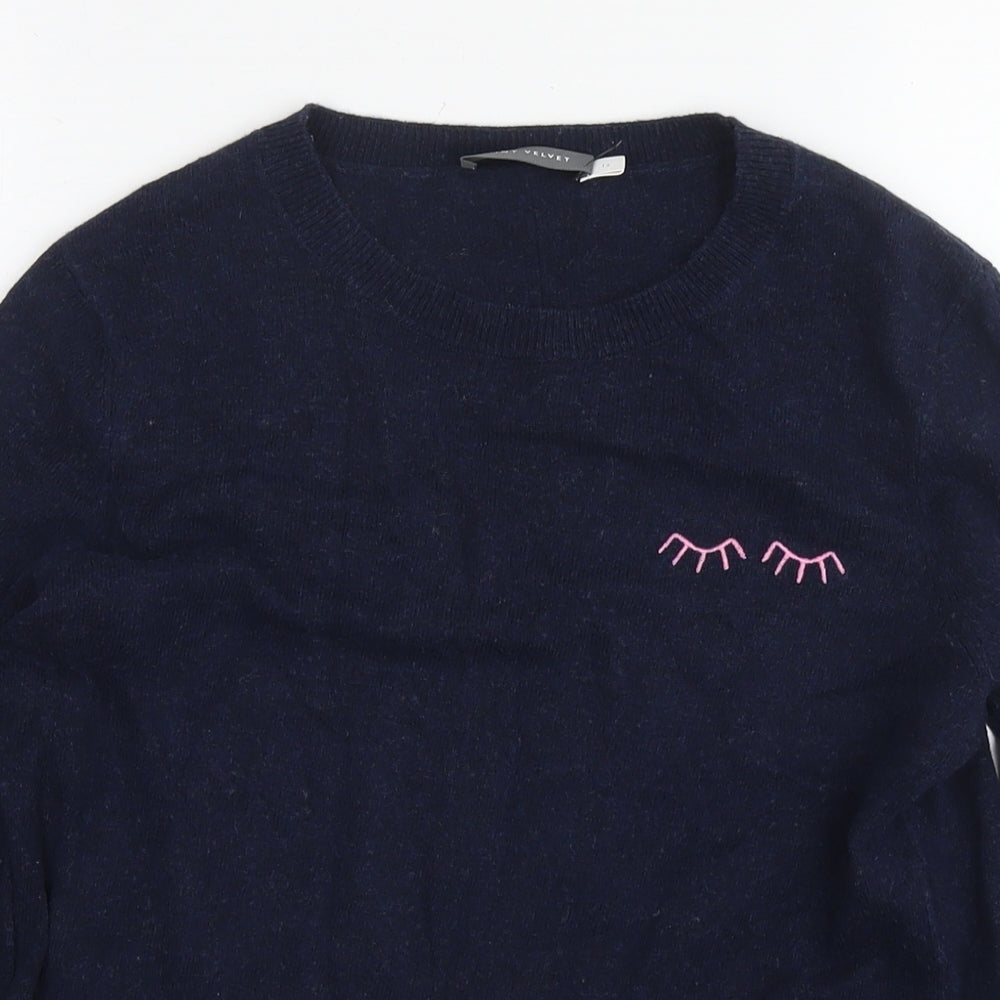 Mint Velvet Womens Blue Round Neck Polyester Pullover Jumper Size 12