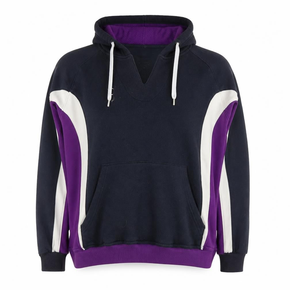 Front view of Kukri women’s multicoloured geometric cotton pullover hoodie, size UK 18, pullover