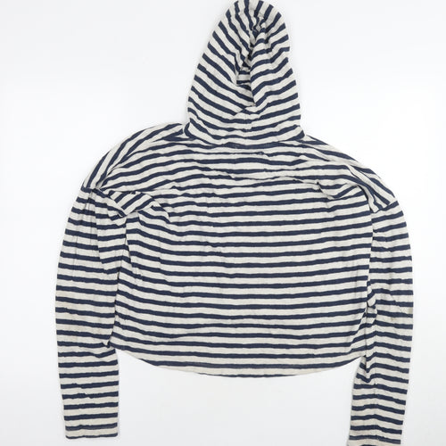 Superdry Womens Blue Striped Cotton Pullover Hoodie Size M Pullover