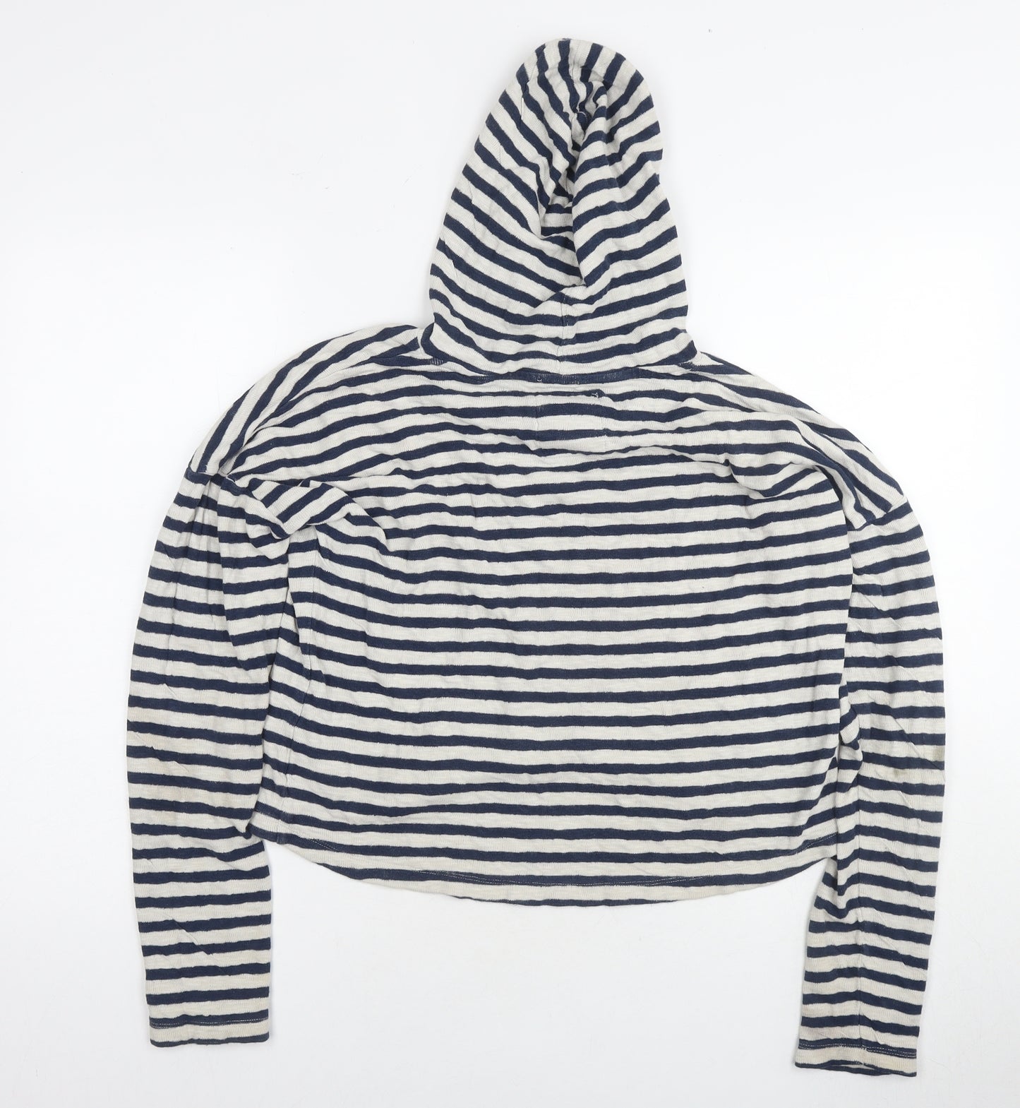 Superdry Womens Blue Striped Cotton Pullover Hoodie Size M Pullover