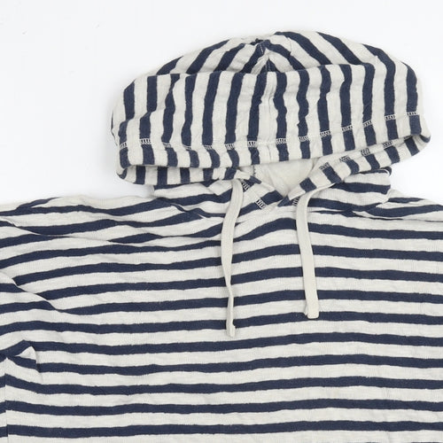 Superdry Womens Blue Striped Cotton Pullover Hoodie Size M Pullover