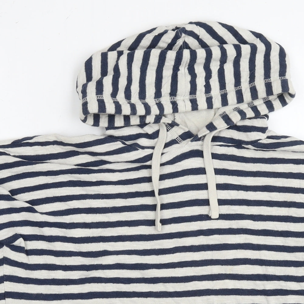 Superdry Womens Blue Striped Cotton Pullover Hoodie Size M Pullover