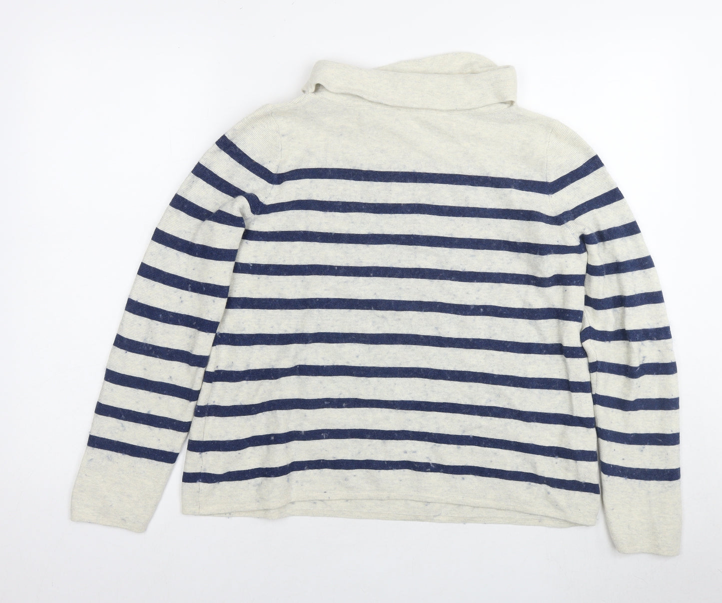 Seasalt Womens Ivory Roll Neck Striped Cotton Pullover Jumper Size 14