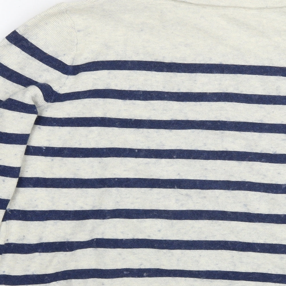 Seasalt Womens Ivory Roll Neck Striped Cotton Pullover Jumper Size 14