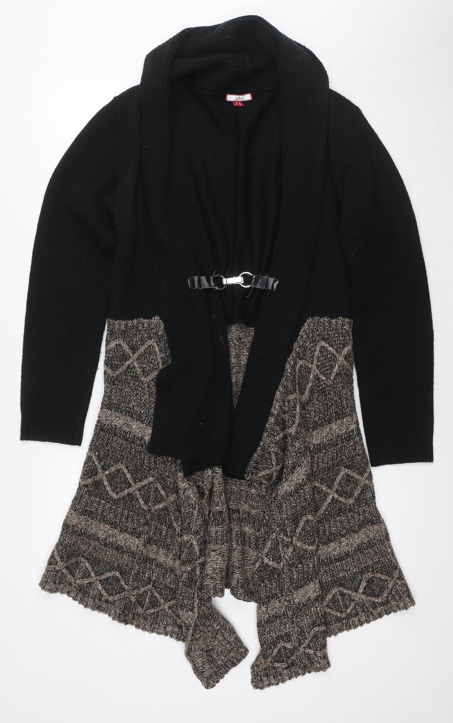 Joe Browns Womens Black V-Neck Geometric Acrylic Cape Jumper Size 14