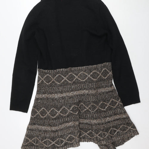 Joe Browns Womens Black V-Neck Geometric Acrylic Cape Jumper Size 14
