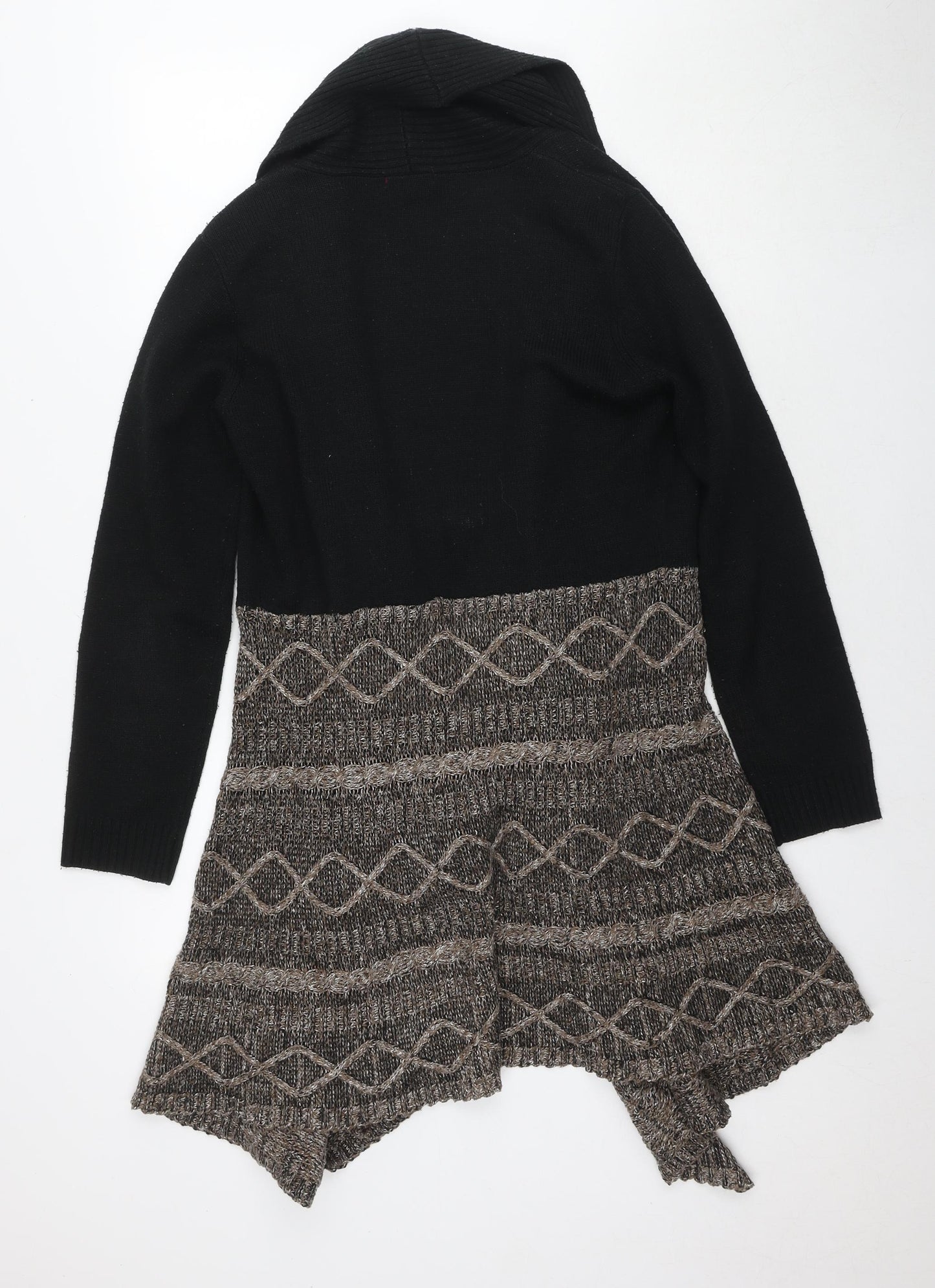 Joe Browns Womens Black V-Neck Geometric Acrylic Cape Jumper Size 14
