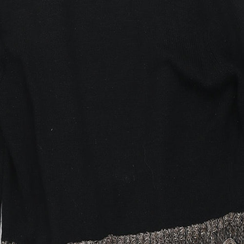Joe Browns Womens Black V-Neck Geometric Acrylic Cape Jumper Size 14