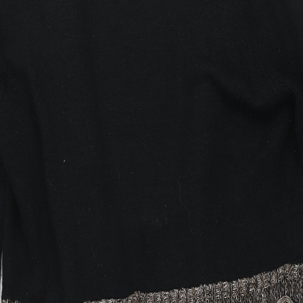 Joe Browns Womens Black V-Neck Geometric Acrylic Cape Jumper Size 14