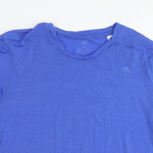 adidas Mens Blue Cotton T-Shirt Size M Round Neck