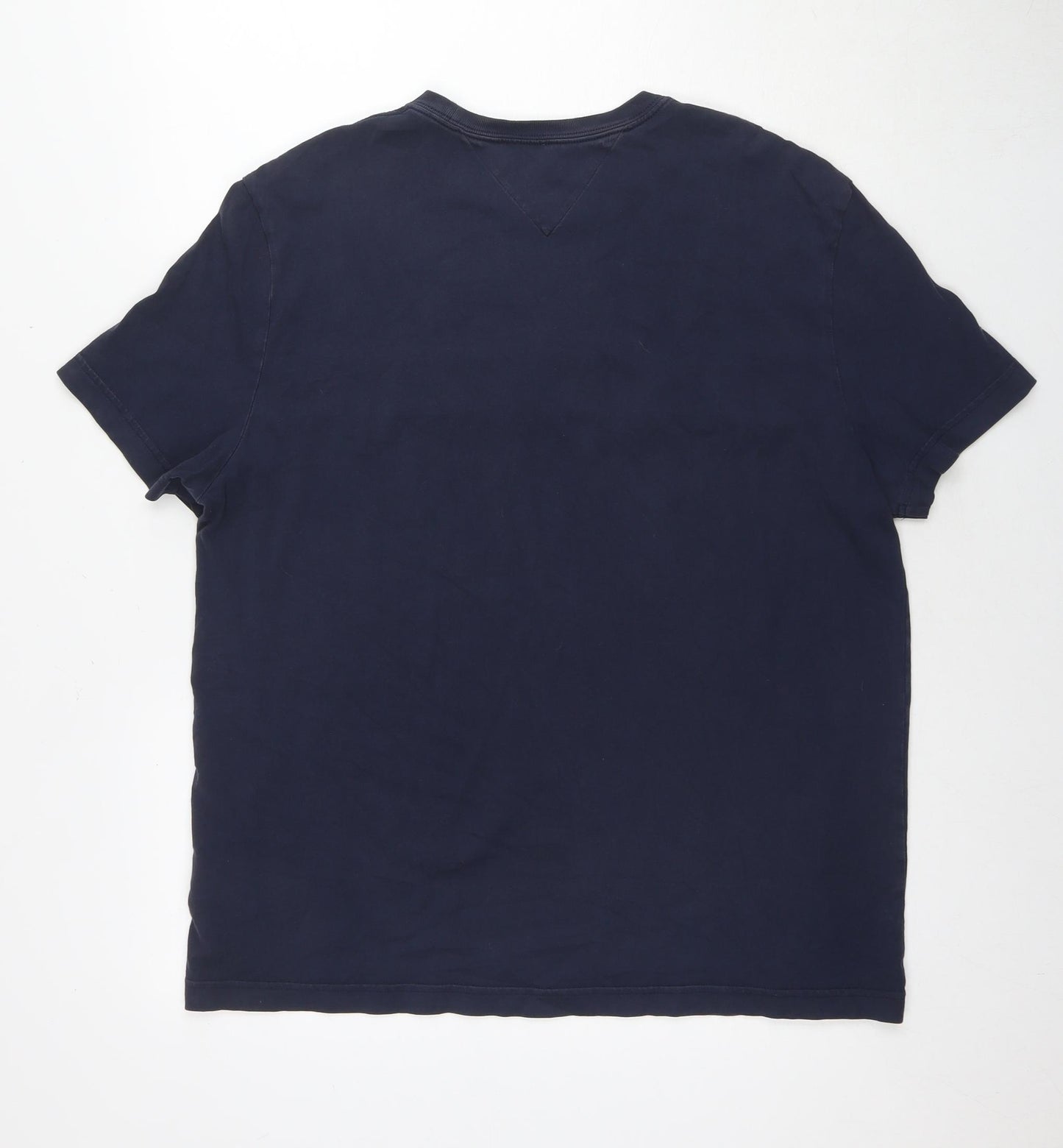 Tommy Hilfiger Mens Blue Cotton T-Shirt Size L Round Neck - Logo