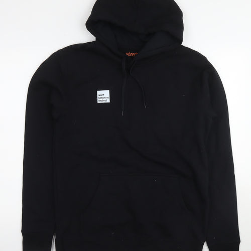 Size? Mens Black Cotton Pullover Hoodie Size M - Logo Festival