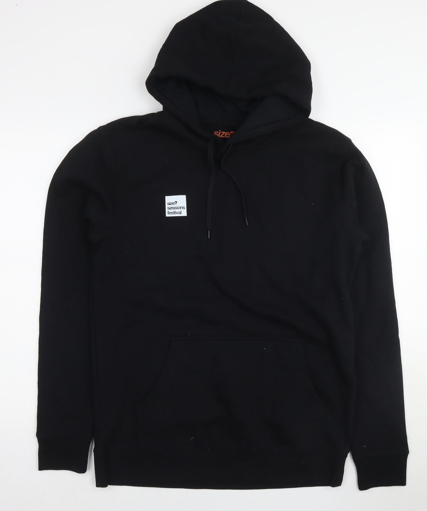 Size? Mens Black Cotton Pullover Hoodie Size M - Logo Festival