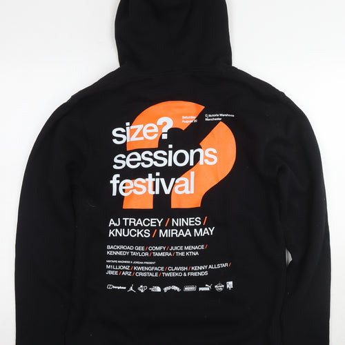 Size? Mens Black Cotton Pullover Hoodie Size M - Logo Festival