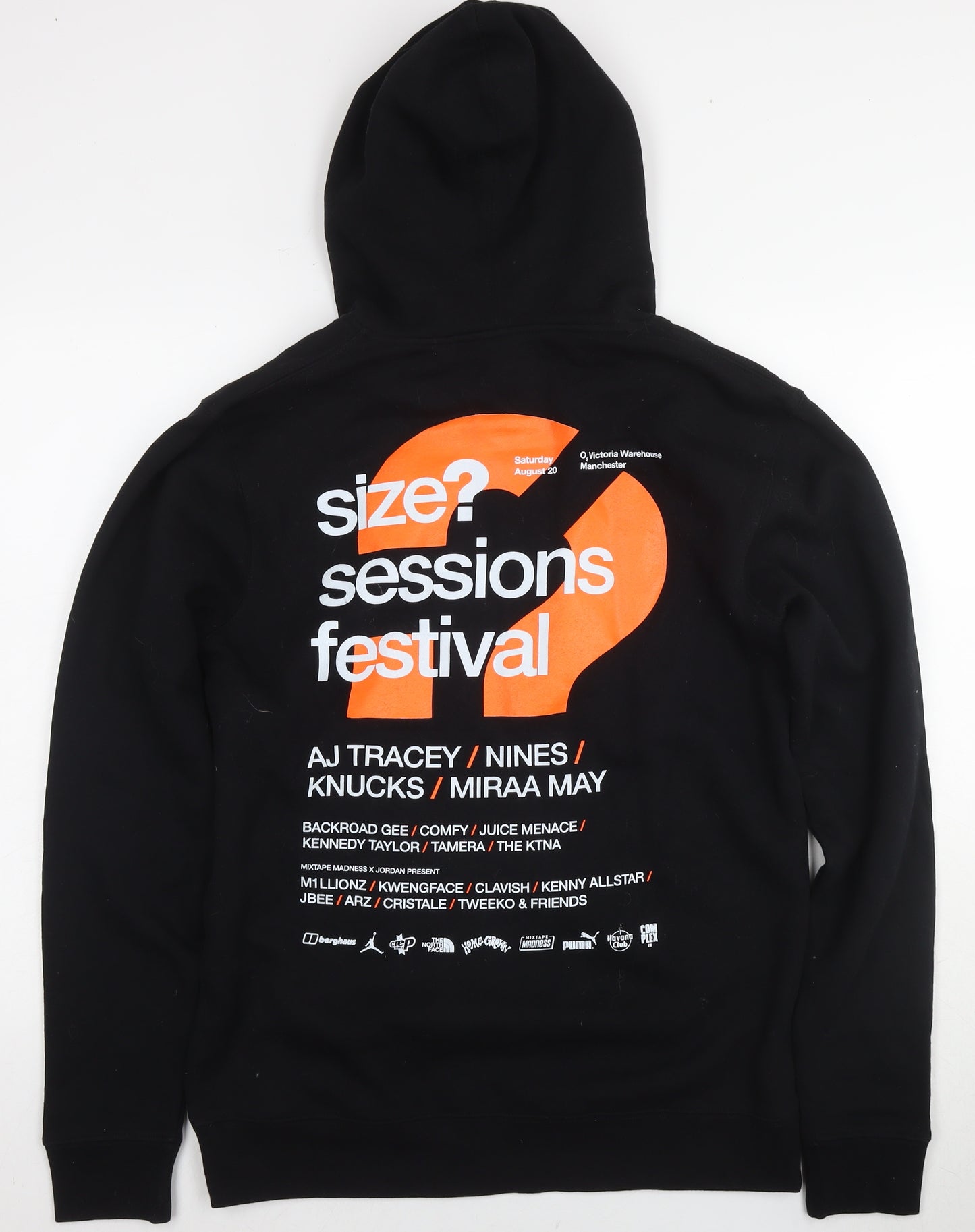 Size? Mens Black Cotton Pullover Hoodie Size M - Logo Festival