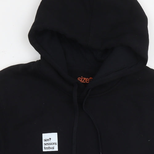 Size? Mens Black Cotton Pullover Hoodie Size M - Logo Festival